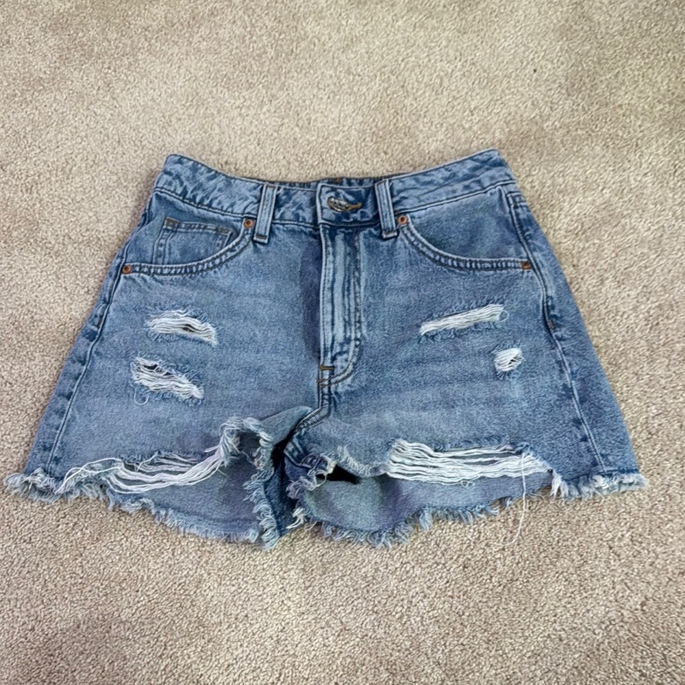 H&M Distressed Blue Denim Shorts